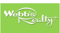 The logo for webb 's realty is green and white.