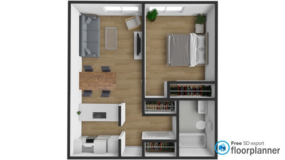1 bedroom floor plan