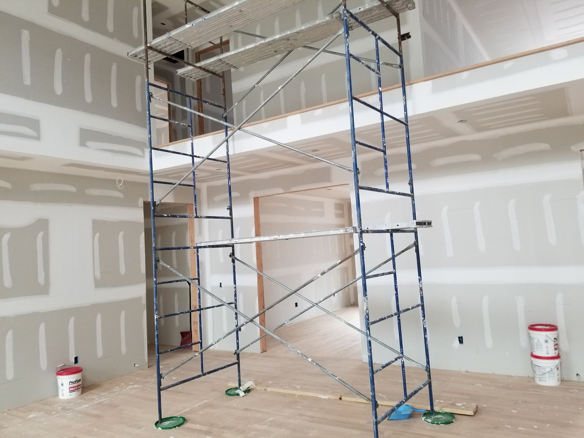 There is a scaffolding in the middle of the room.