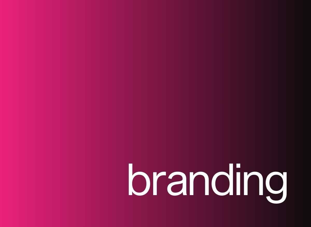 Het woord branding staat op een roze en zwarte achtergrond