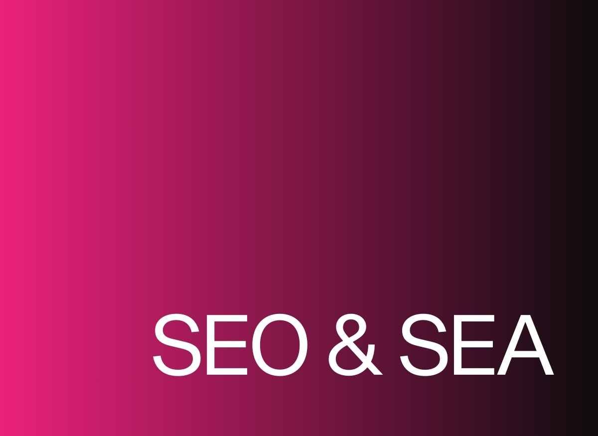 Een roze achtergrond met de woorden seo en sea erop