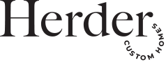 A black and white logo for herder custom homes