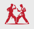 Two men are fighting each other in a karate match.
