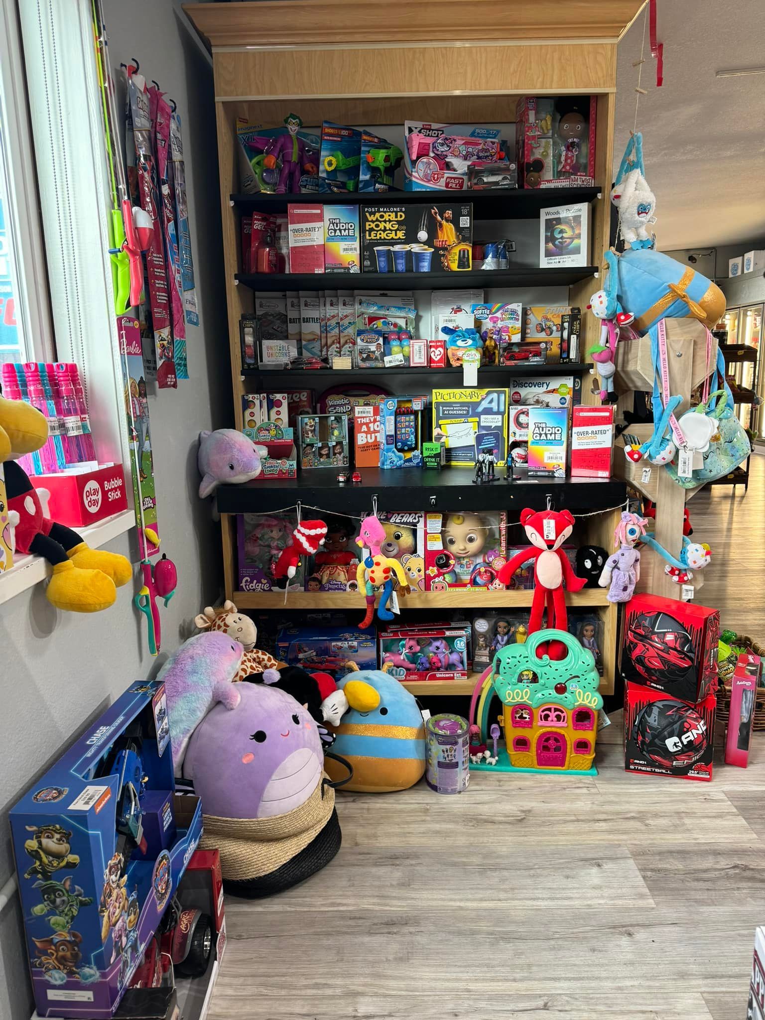 A room filled with lots of toys and stuffed animals.