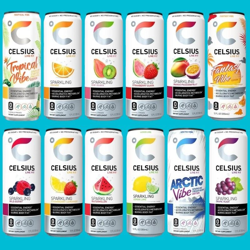 There are many different flavors of celsius sparkling water.