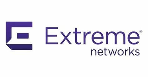 El logotipo de Extreme Networks es morado y blanco.