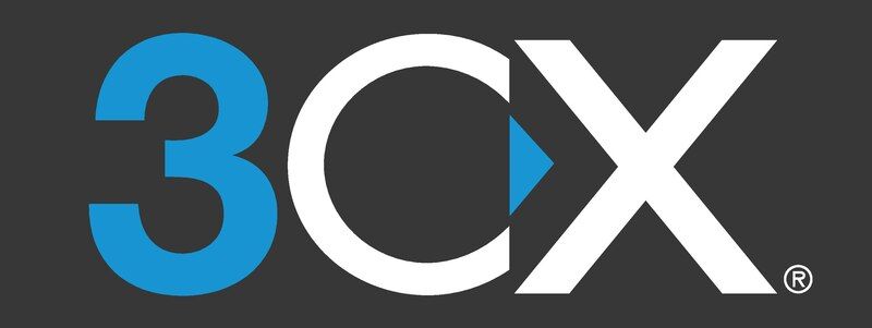 Un logotipo azul y blanco para una empresa llamada 3cx