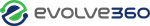 Un logotipo para Evolve 360 ​​con un círculo verde y azul.