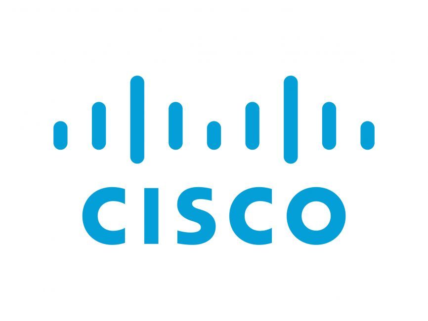 El logotipo de Cisco es azul y blanco sobre un fondo blanco.