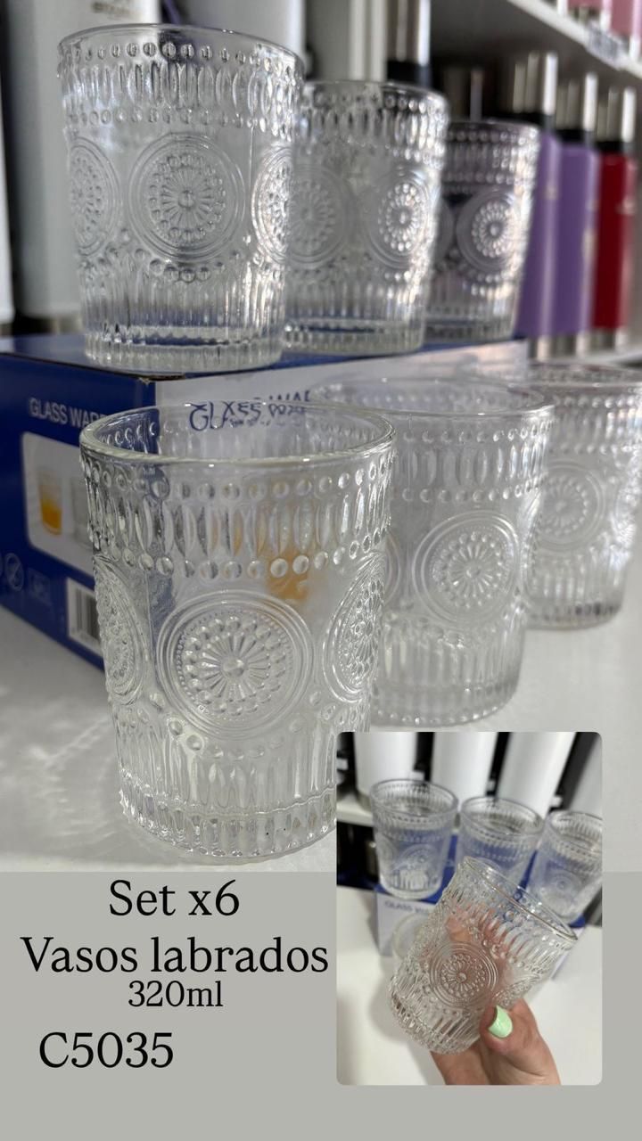 Set x 6 Vasos Labrados 320 ml