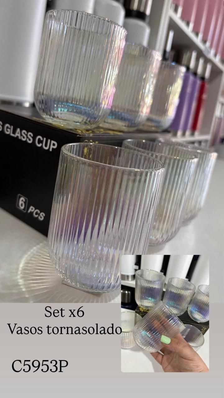 Set x 6 Vasos Tornasolados