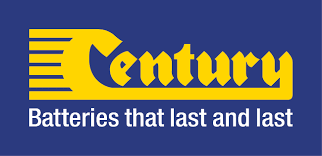 Century batteries that last and last logo on a blue background
