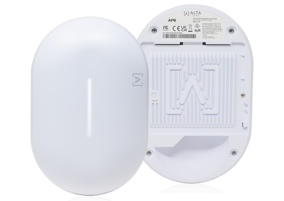 Alta Labs AP6 access point front and back view showing sleek modern design.