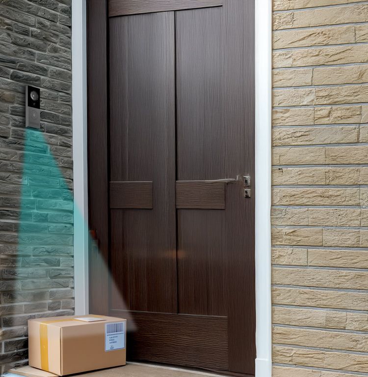 Akuvox smart video door phone detecting a delivered package at the front door.