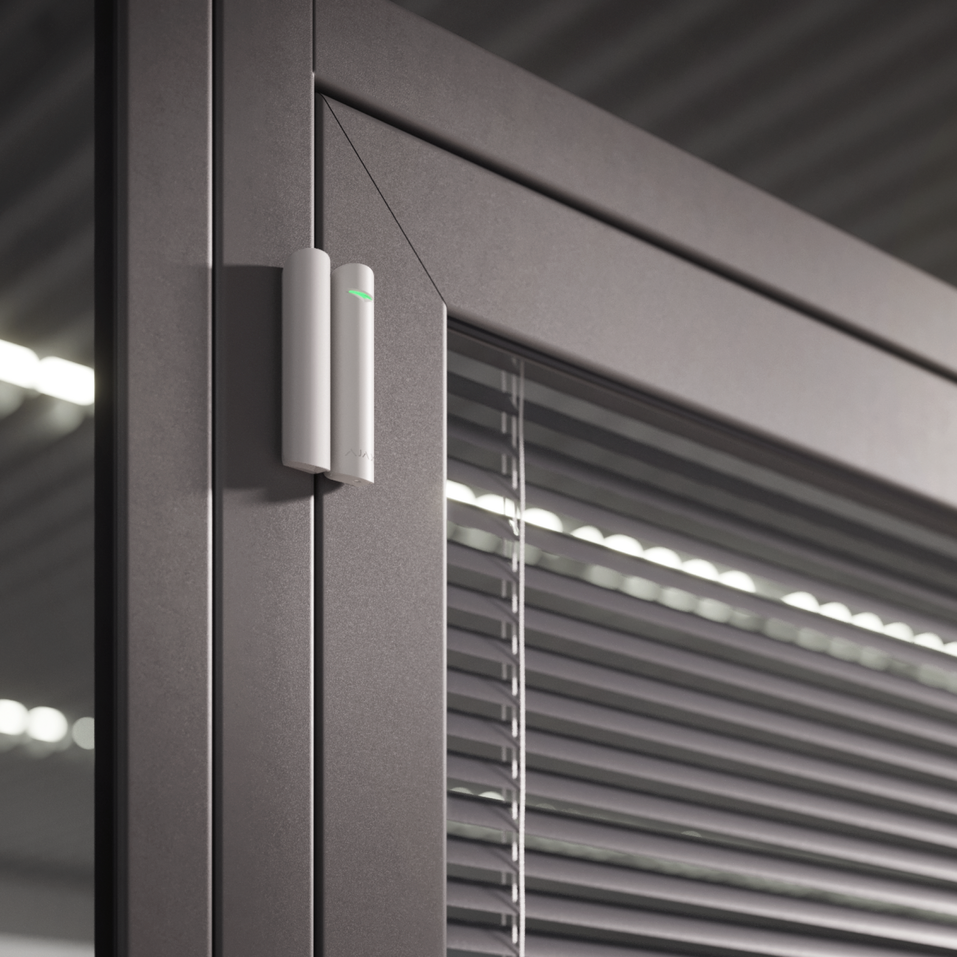 Ajax DoorProtect Fibra wired door contact sensor installed on a commercial office door by Rivas Technology Group