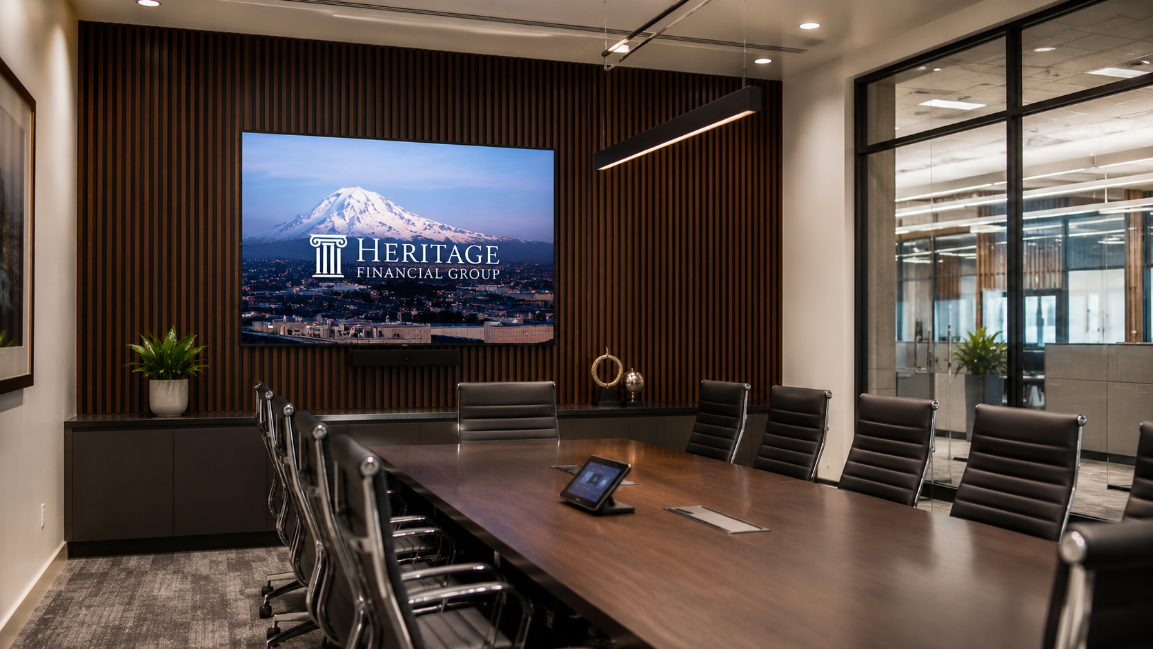 Commercial AV and display installation in a Tacoma business space