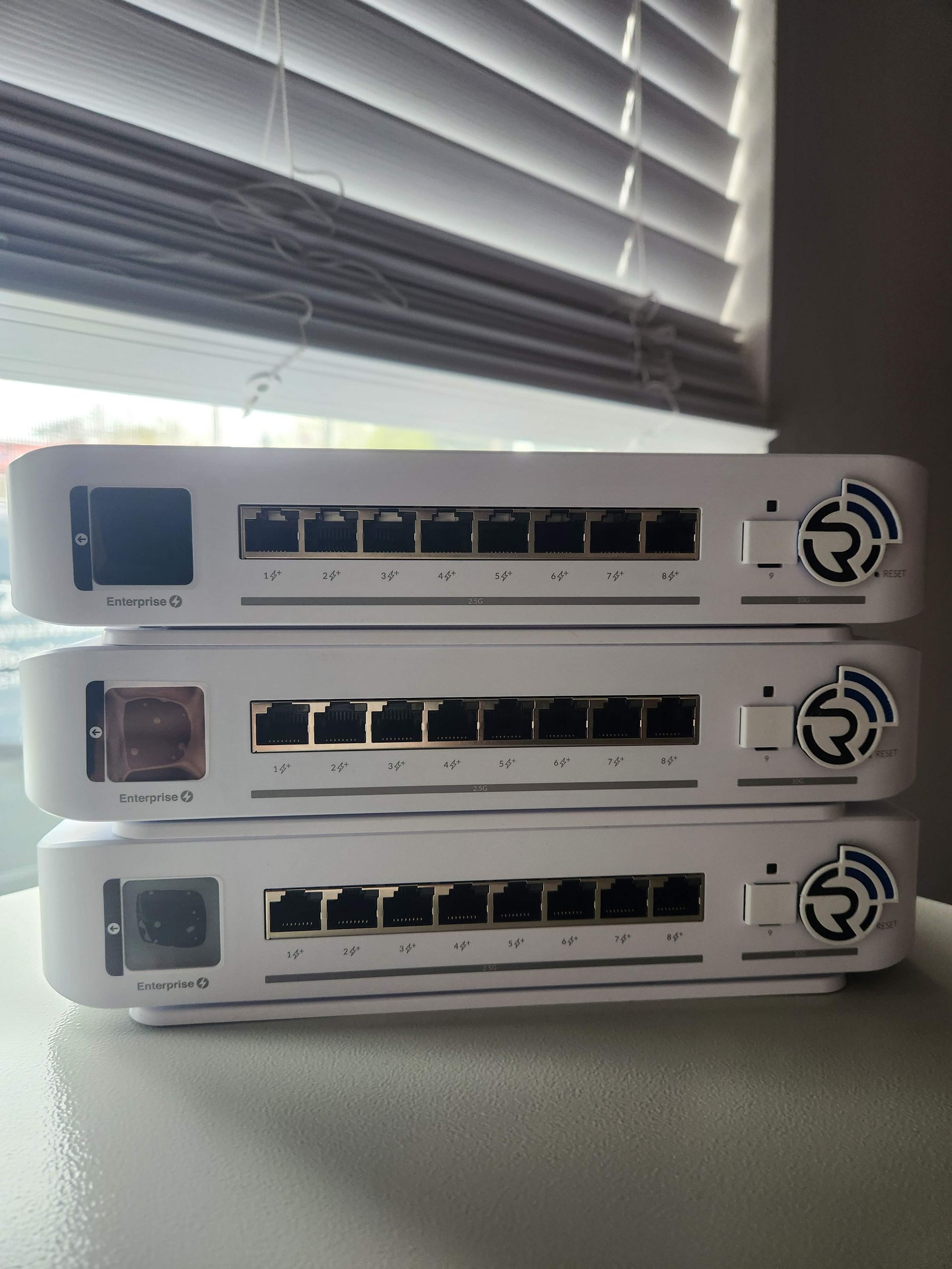 UniFi Enterprise switches staged and configured by Rivas Technology Group before installation at Washington Pottery Company