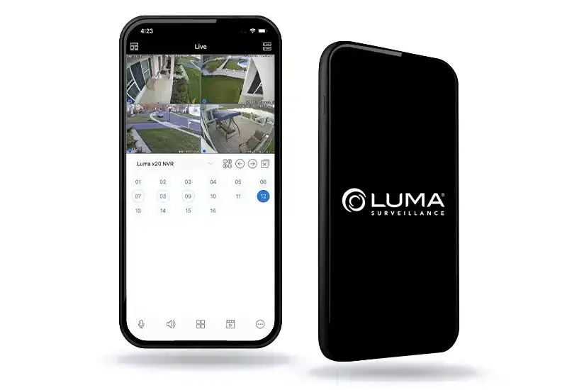 A cell phone with a luma app on it.