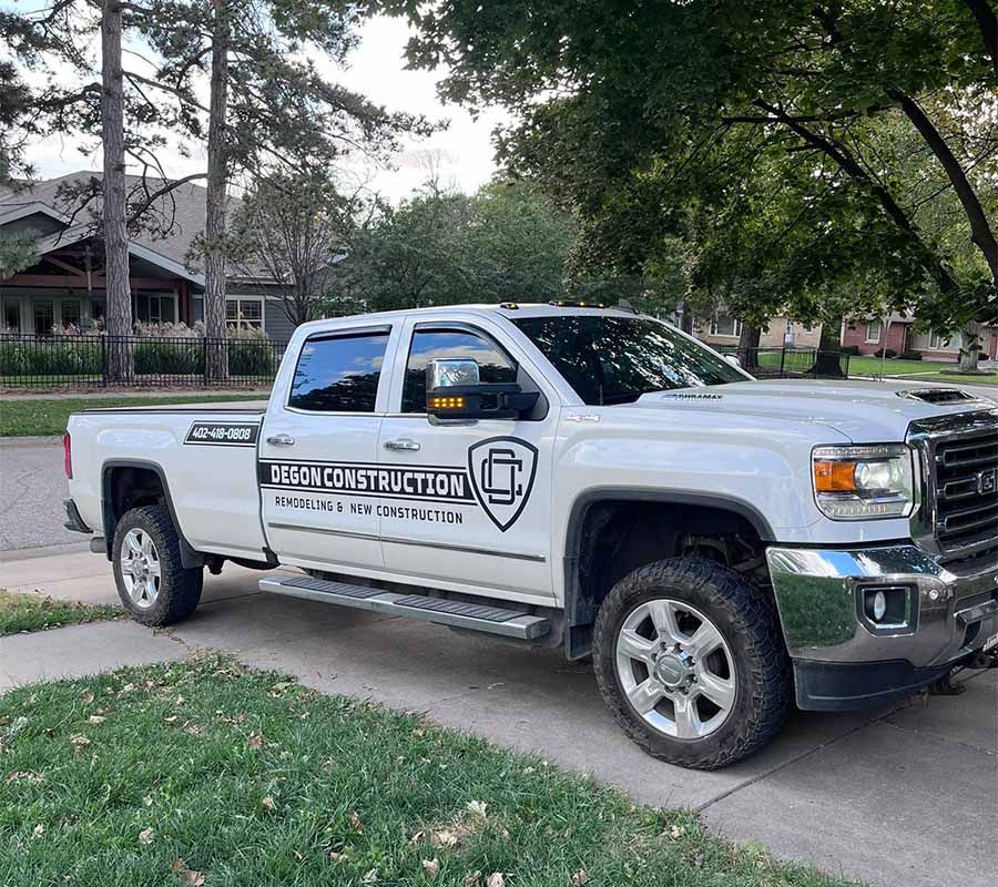 A white pickup truck with 