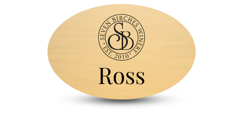 winery name badge with just a first name