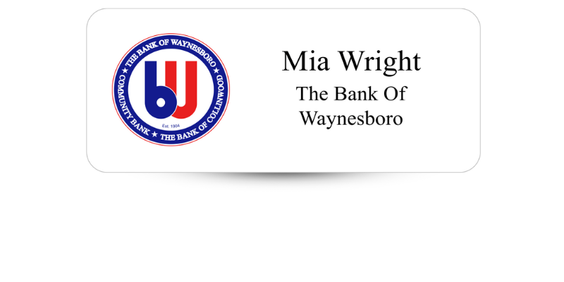 bank name badge with full color logo