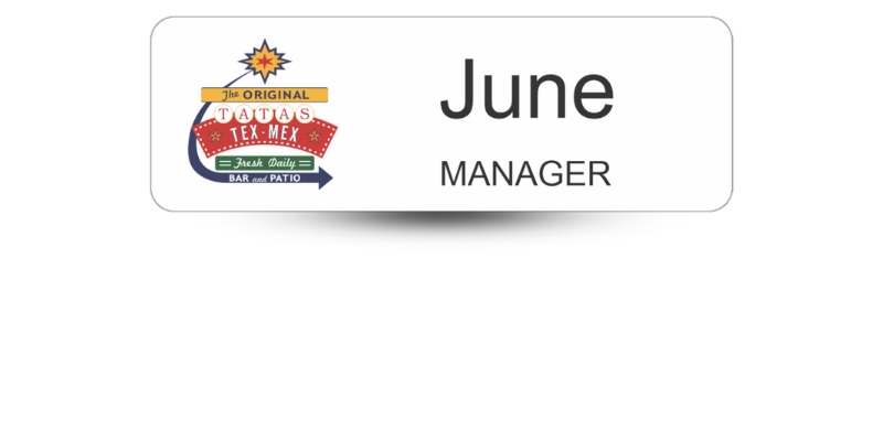 restaurant name badge