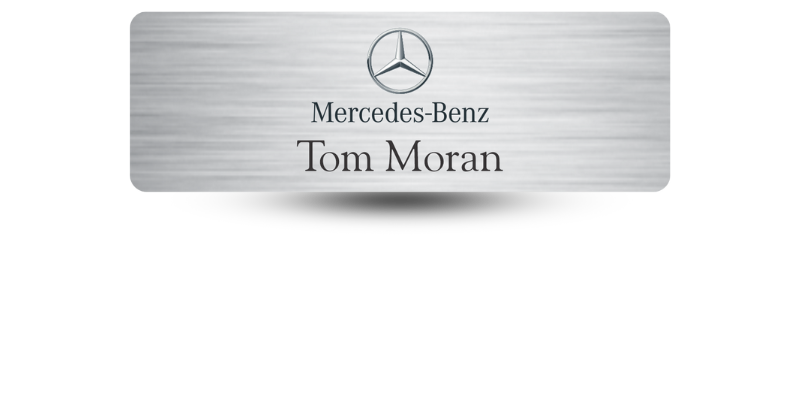 Name badge with company logo