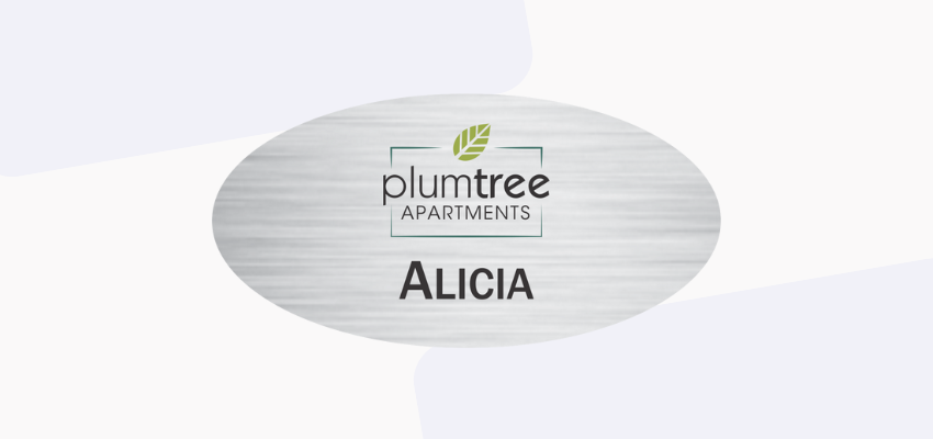 silver hotel and apartment name badges