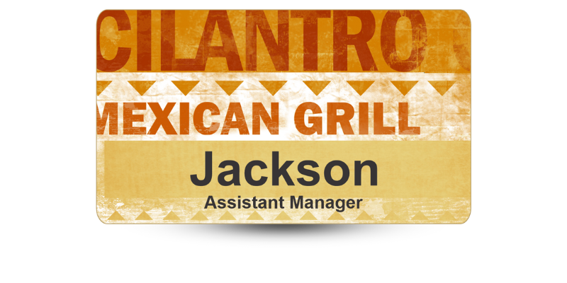 Restaurant name badge