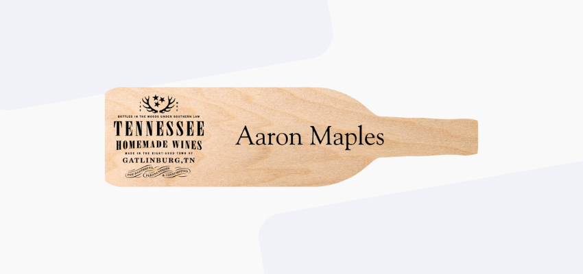 wood shaped wine name tag