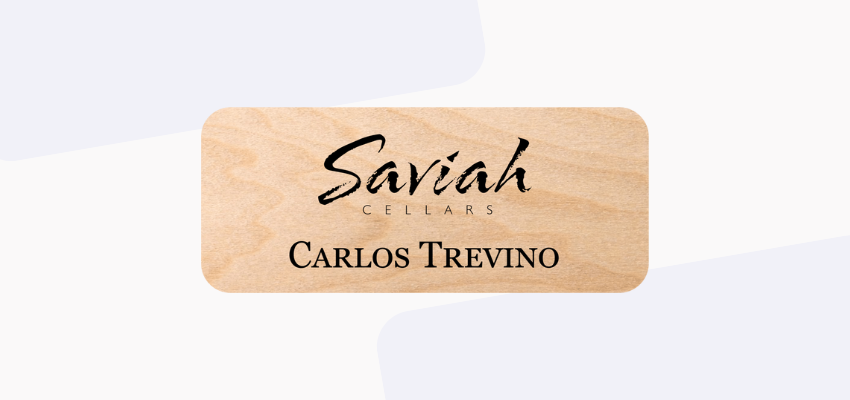 a wood eco-friendly event name tag