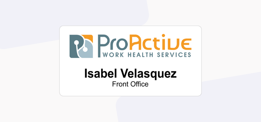 image of a medical office name tag