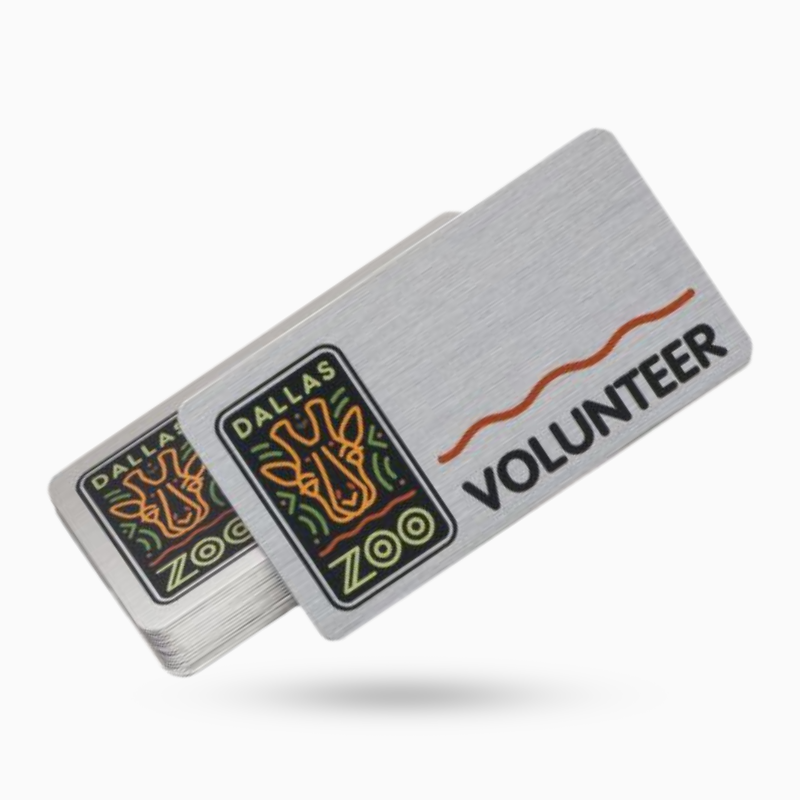 metal name tags with clear clover