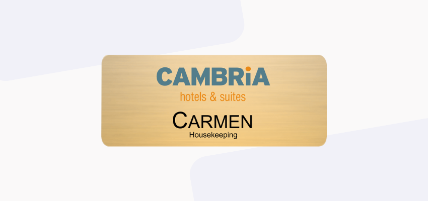 hotel name badge