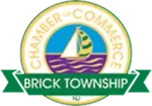 A logo for the chamber of commerce of brick township