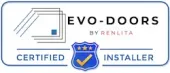 The logo for evo doors by renlita is a certified installer.