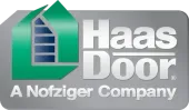 A logo for haas door a nofziger company