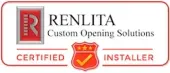 The logo for renlita custom opening solutions is a certified installer.