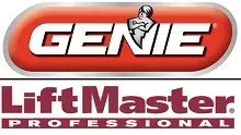 A genie and liftmaster professional logo on a white background.