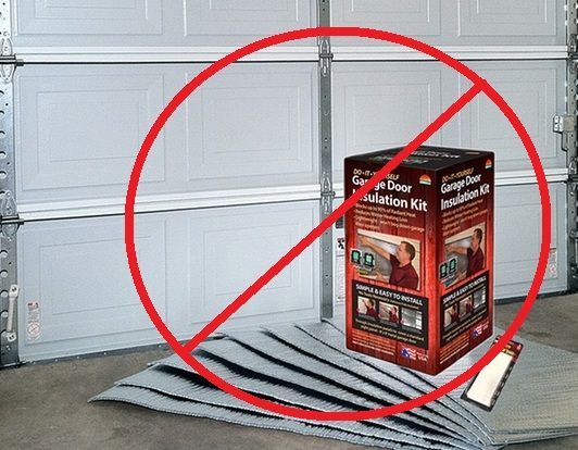 A box of garage door insulation kit with a red circle around it