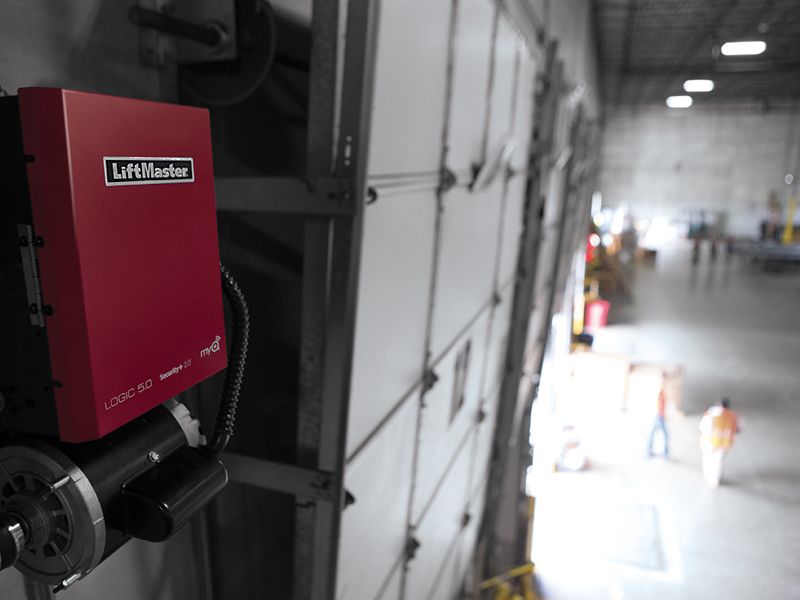 A red box with the word liftmaster on it