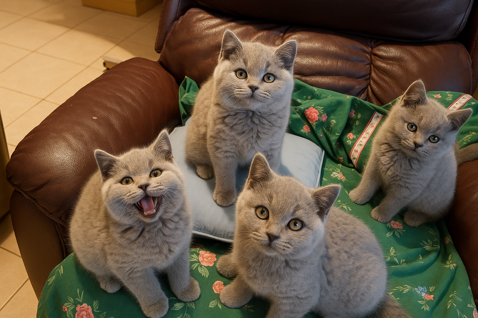 A Pile of Gray Kittens Snuggled Together on A Blanket — Jovelles Cat Motel In Cranley, QLD
