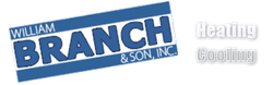 A blue and white logo for william branch & son inc.