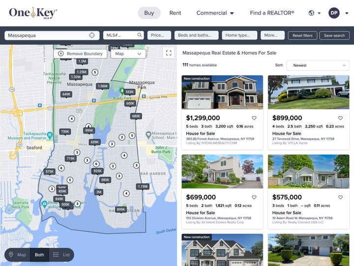 Screenshot: property search