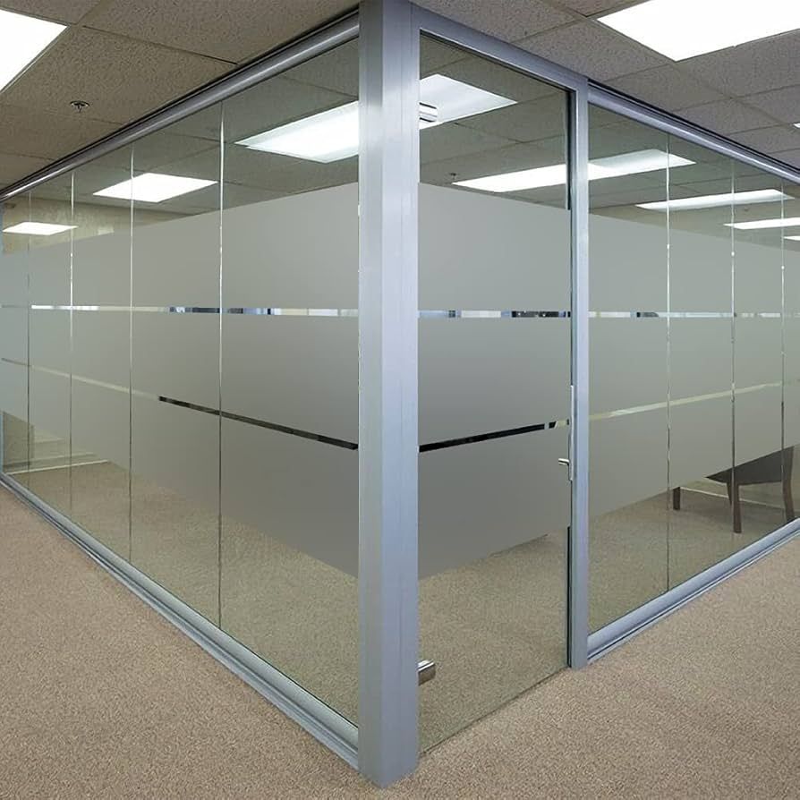 Conference room window film enhancing privacy and brand aesthetics