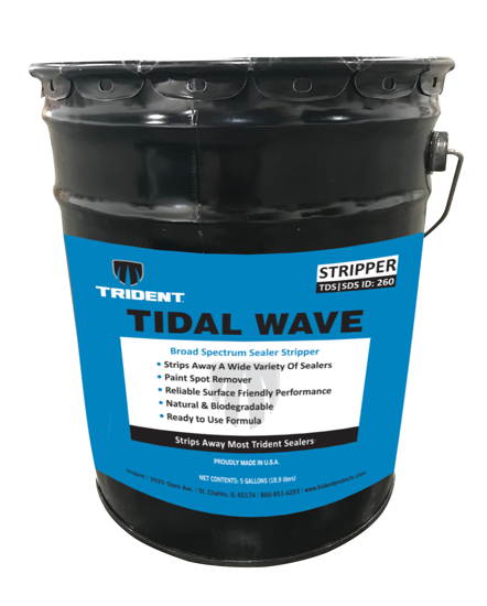 A bucket of trident tidal wave stripper on a white background