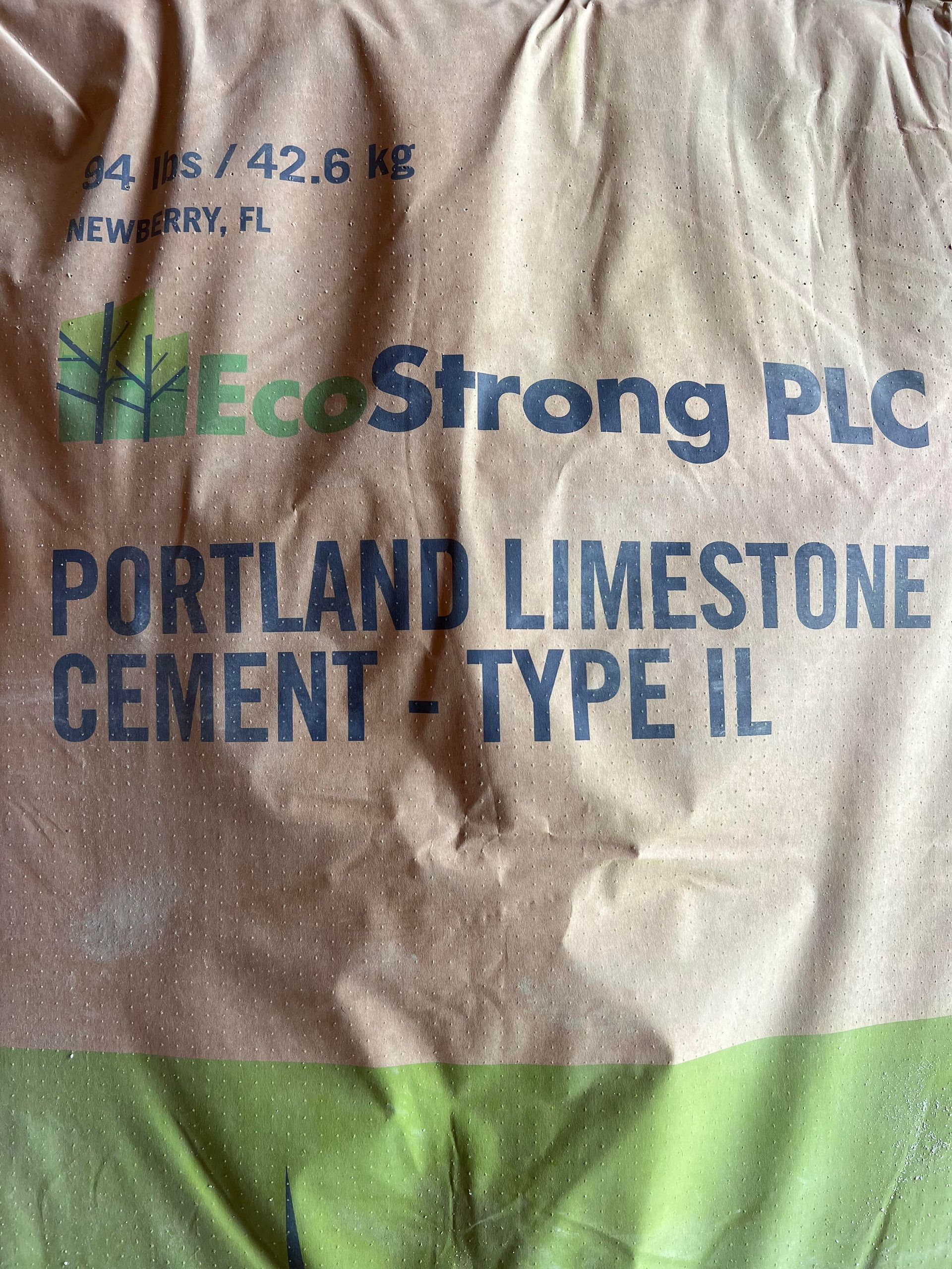 A bag of portland limestone cement type ii