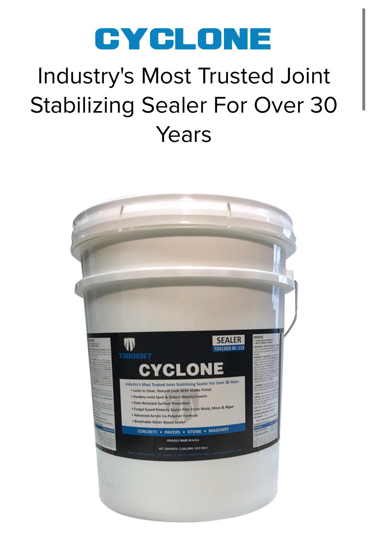 A bucket of cyclone industry 's most trusted joint stabilizing sealer for over 30 years