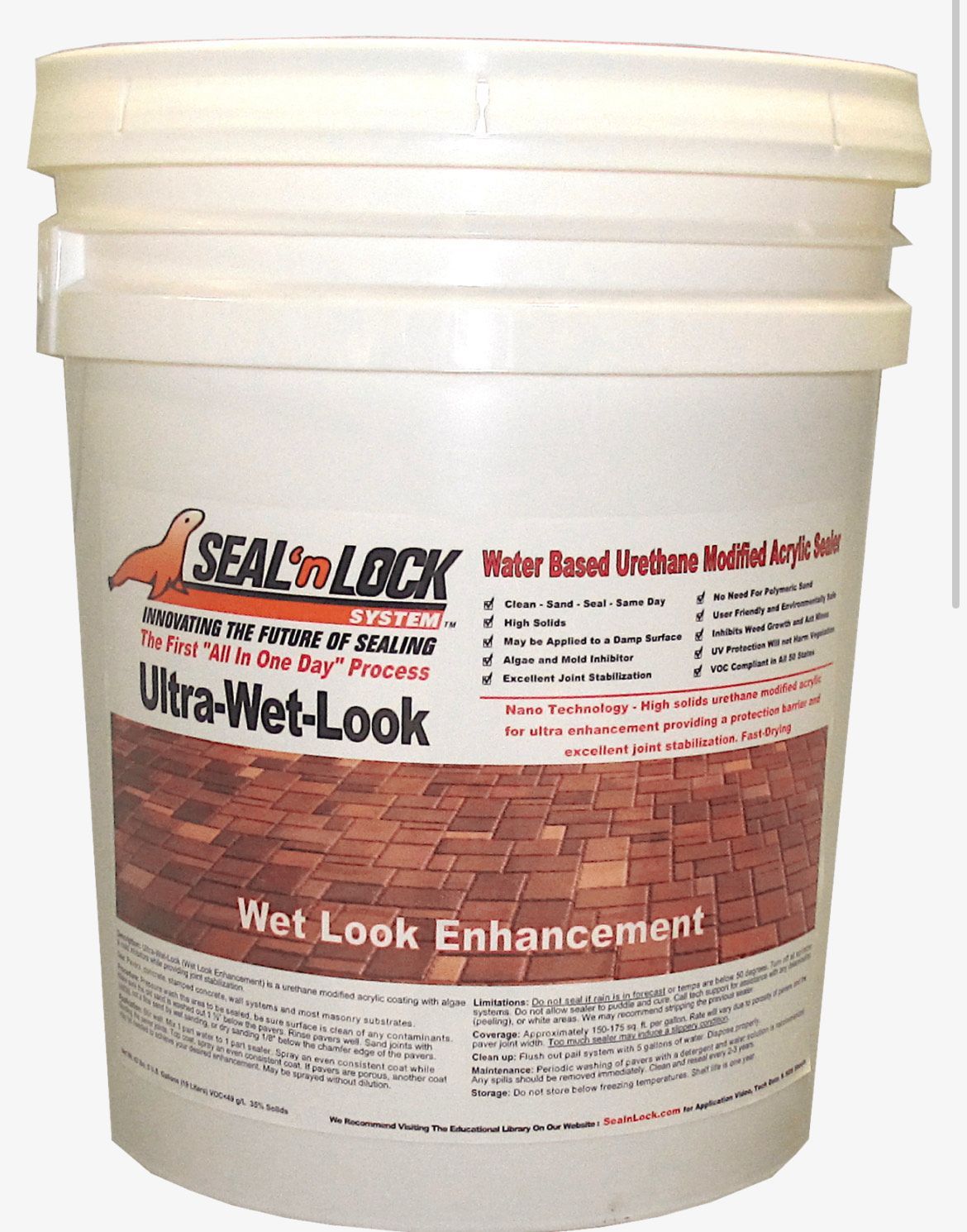 A bucket of seal to lock wet look enhancement