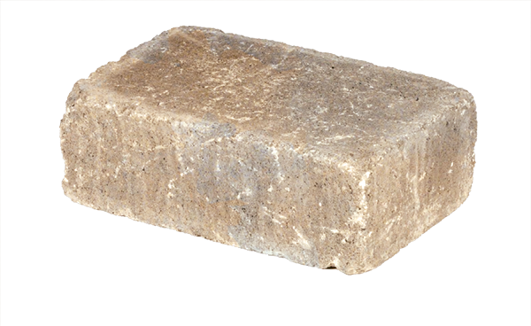 A close up of a stone block on a white background.